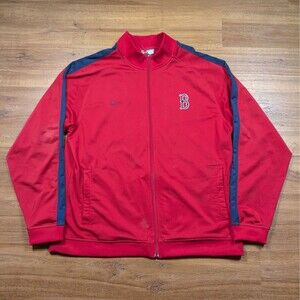 Vintage Nike Team Boston Red Sox Track Jacket Mens XXL MLB Full Zip Red Y2K